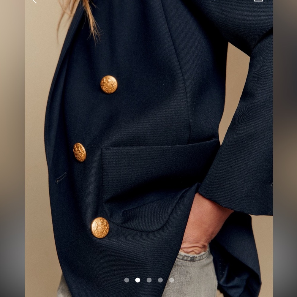 Sezane Michele Suit Jacket Navy - Size 4 - Picture 2 of 5